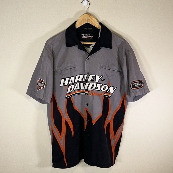 Vintage Harley Davidson Screaming Eagle Flame Mechanics Shirt Men’s Medium - Picture 2 of 8